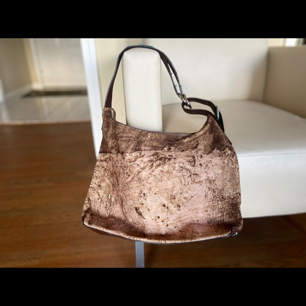 Sondra Roberts Sueded Leather Satchel Handbag